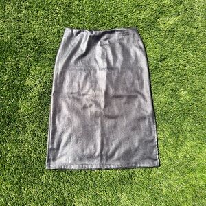 Vintage 90’s Shiny Black pencil skirt style like faux leather with side slit